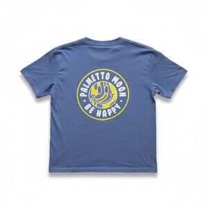 Palmetto Moon Blue “Be Happy” Smiley Graphic T-Shirt, Short Sleeve Tee, Youth S